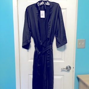 icollection long black satin robe